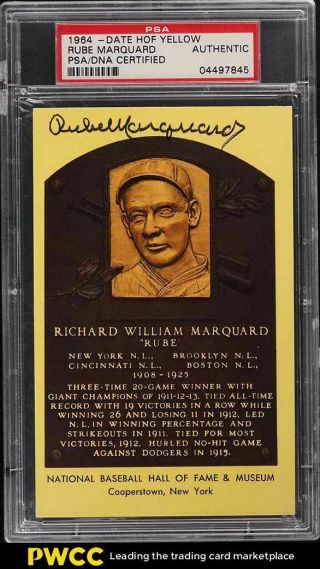 Rube Marquard Signed Autographed 