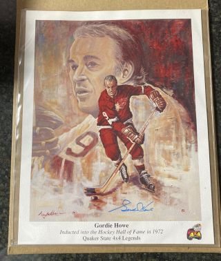 Gordie Howe Detroit Red Wings Signed Le Quaker State 4x4 Legends Print With