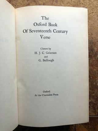 1938 The Oxford Book of Seventeenth Century Verse by Grierson & Bullough 3