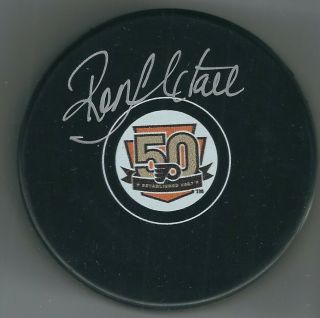 Autographed Ron Hextall Philadelphia Flyers 50th Anniversary Hockey Puck W/coa