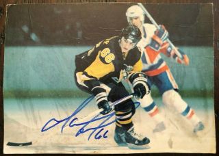 Mario Lemieux Signed Photo Cardboard Pittsburgh Penguins Nhl 5 " X7 " Autograph
