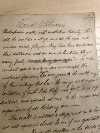 Handwritten Lecture Harriet Martineau 46pp C 1900