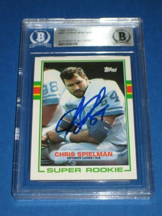 Chris Spielman Signed 1989 Topps Rookie Card 361 Beckett Authenticated