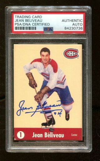 Jean Beliveau Signed 2001 Parkhurst 1 Autographed Canadiens Psa/dna