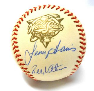 Bobby Valentine J Payton 2000 World Series Signed Ball York Mets Vs Yankees