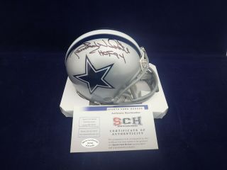 Randy White Signed Autograph Dallas Cowboys Mini Helmet W/hof 94 Sch Authentic