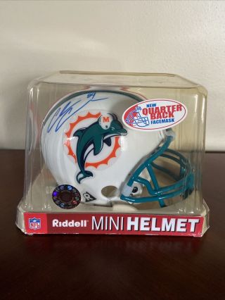Chris Chambers Miami Dolphins Signed Mini Football Helmet Wisconsin Badgers