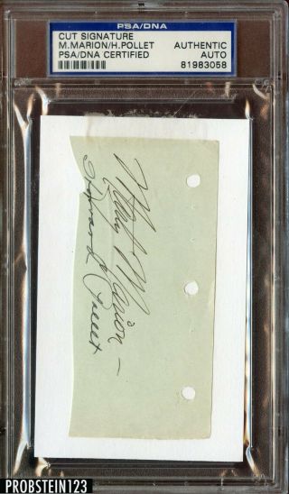 Howie Pollet D.  1974/marty Marion D.  2011 Cardinals Signed Mounted Cut Psa/dna