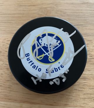 Pat Lafontaine 16 Signed Buffalo Sabres Hockey Puck With Hologram & Proof