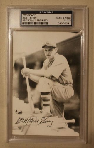 Bill Terry Giants Signed Postcard Psa Dna