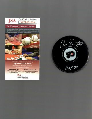 Bernie Parent Signed Auto Philadelphia Flyers Logo Puck W/hof 84 - Jsa Wpp651839