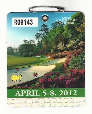 2012 Masters Augusta National Golf Club Badge Ticket Bubba Watson Wins Pga