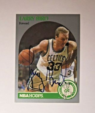 Larry Bird 1990 - 91 Hoops Basketball Card 39 Signed Auto Autographed