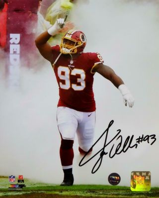 Jonathan Allen Autographed Redskins 8x10 Pf Photo In Smoke - Prova Auth Black