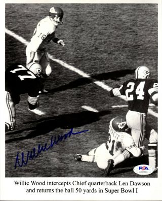 Willie Wood Autographed Signed 8x10 Photo Nfl Green Bay Packers Psa