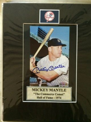 Mickey Mantle Autograph 4x6 Matted To 8x10 Color Photo W/coa