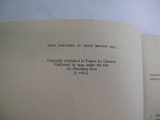 Women Feminism The Second Sex Simone de Beauvoir Biology 1st English Ed.  1953 3