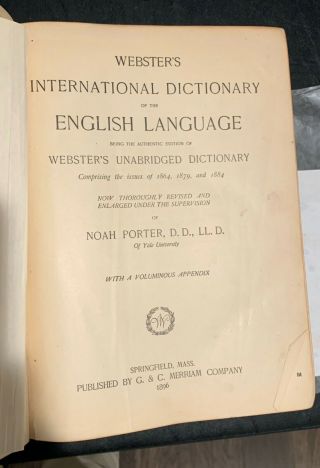 1896 WEBSTER ' S INTERNATIONAL DICTIONARY of the ENGLISH LANGUAGE 3