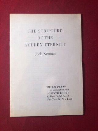 Jack Kerouac / The Scripture Of The Golden Eternity First Edition 1960