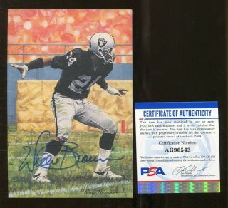 Willie Brown Signed Goal Line Art Card Glac Autographed Raiders Psa/dna 6543