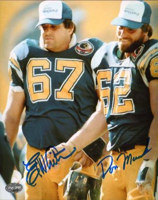 Don Macek & Ed White Signed Chargers 8x10 Photo Psa/dna Air Coryell Picture