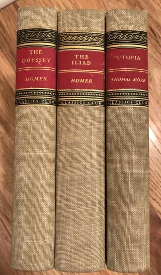 The Odyssey & The Iliad Of Homer And Utopia Of More - 1944,  42 & 47 Classics Club