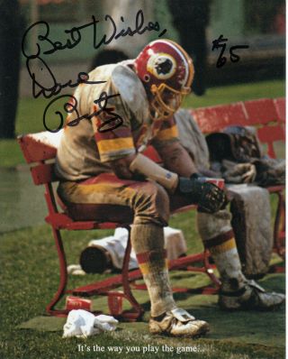 Dave Butz 0 8x10 Signed Photo W/ Washington Redskins