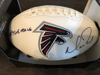Matt Ryan Autographed/Signed Atlanta Falcons White Logo Football & Signed Card 2