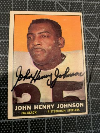 1961 Topps 105 John Henry Johnson Pittsburgh Steelers Signed Football Card Auto