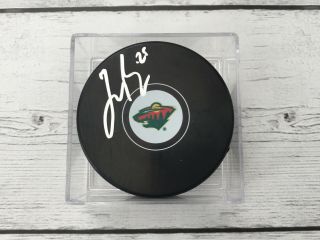 Jonas Brodin Signed Autographed Minnesota Wild Hockey Puck A
