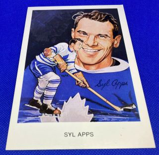 Syl Apps Signed Hockey Hall Of Fame Post Card Toronto Maple Leafs