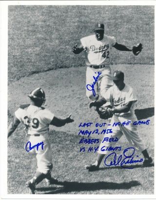 Carl Erskine Brooklyn Dodgers No - Hit Pitcher Autographed 8 X 10 Puzzle Photo