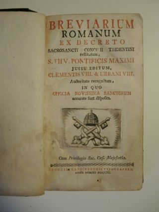 Messbuch Breviarium Romanum Ex Decreto.  - 1790