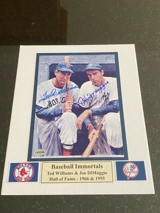 Ted Williams Joe Dimaggio Signed 5x7 Photo With Yankees Red Sox