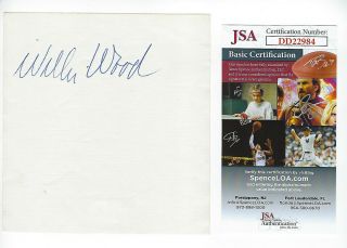 Packers Willie Wood Signed 5x5 Cut Index Card Auto Jsa Auto Green Bay Hofer