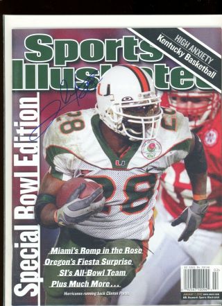 Clinton Portis Miami Hurricanes No Label Sports Illustrated Signed Autographed