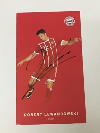 Robert Lewandowski 2017 - 18 Hand Signed Fc Bayern München Autograph Card