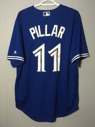 Signed Kevin Pillar 11 Toronto Blue Jays Baseball Jersey Size L Large Majestic
