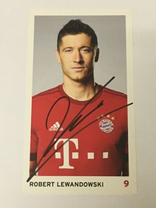 Robert Lewandowski 2015 - 16 Hand Signed Fc Bayern München Autograph Card