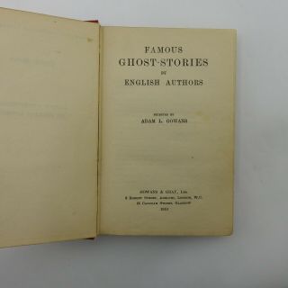 Antique 1919 Famous Ghost Stories By English Authors Adam Gowans Hb Book