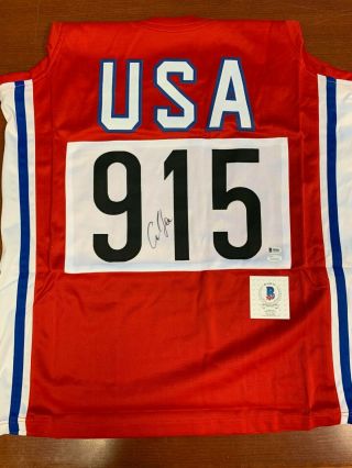 Carl Lewis Signed Auto Autographed Usa Track Jersey Beckett D11