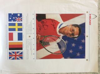 Arthur Ashe Tennis Champion Signed Poster 1988 Head