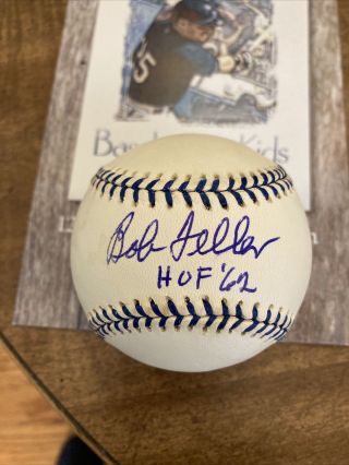 Bob Feller Signed Autographed Baseball Cleveland Indians Joe Dimaggio Ball Proof
