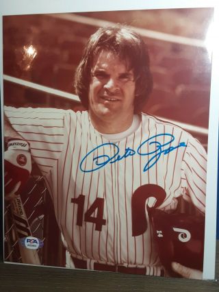 Pete Rose Phillies Vintage Signed/autographed 8x10 Photo Psa/dna