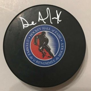 Dave Andreychuk Signed Hall Of Fame Puck Lightning Sabres Maple Leafs W/case