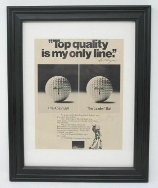 Ben Hogan (hof) Pga Tour Golf Signed Auto 12x15 Framed & Matted Golf Ball Ad
