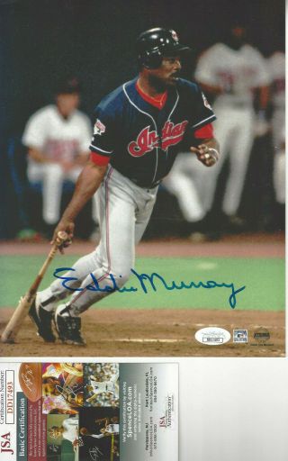 Cleveland Indians Eddie Murray Autographed 8x10 Action Photo Jsa Certified