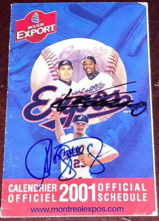 Vladimir Guerrero Montreal Expos Signed Mlb Baseball Schedule X2 Auto Autograph