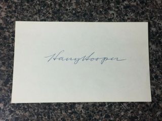 Vintage Harry Hooper Signed Autographed Index Card,  Hof Baseball White/red Sox