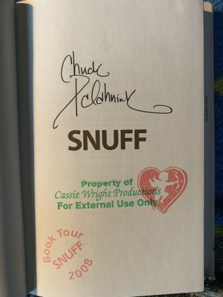 Snuff - Chuck Palahniuk - Signed First Edition/1st Printing Rare Extra Stamps